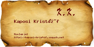 Kaposi Kristóf névjegykártya